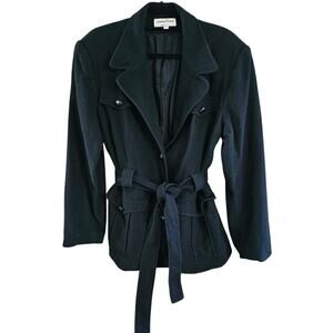 VTG Jonathan Michael Wool Cashmere Belted Pea Coat Large Classic Dark Academia